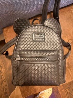 Loungefly Black Quilted Mickey Ear Mini Backpack